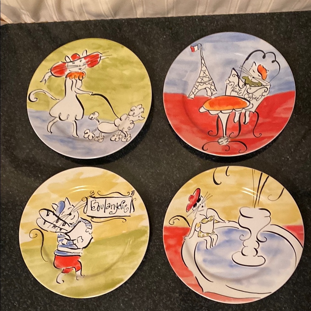 Ceramic Cat Plates Set of 4